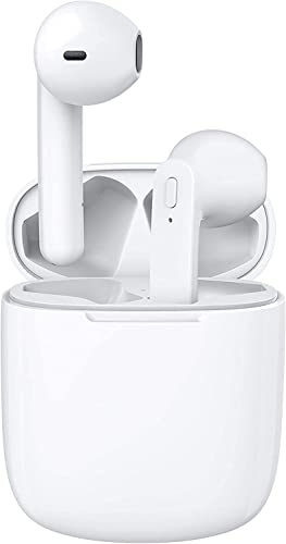 Auriculares Inalámbrico Auricular Bluetooth 5.0 Reducción de Ruido In-Ear Auriculares Inalámbricos HiFi Stereo Sport Auricular IPX7 Impermeable Control Táctil con Mic para Smartphone (White)