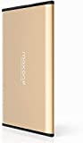 Disco duro externo 500GB - 2.5" USB 3.0 Ultrafino Diseño Metálico HDD Portátil para Mac, PC, Laptop, Ordenador, Xbox one, PS4, Smart TV, Chromebook - Gold