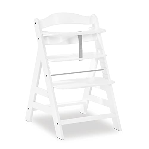 Hauck Trona Alta de Madera Alpha +, Regulable, Apto para Recien Nacidos Combinando con el Newborn Set Alpha Bouncer (disponible por separado), Blanco