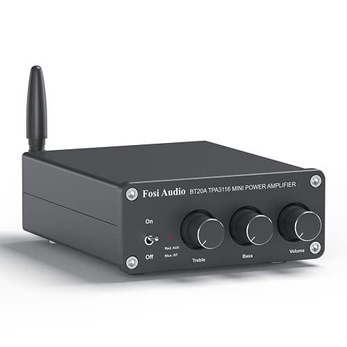 Bluetooth Amplificador, Fosi Audio BT20A - Receptor de Audio Estéreo de 2 Canales Hi-Res TPA3116 Class D Integrated Mini Amp 2.0CH para Altavoces Pasivos 100W x2 (Negro)