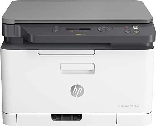 HP Color Laser MFP 178nw 4ZB96A, Impresora Láser Color Multifunción, Imprime, Escanea y Copia, Wi-Fi, Ethernet, USB 2.0 alta velocidad, HP Smart App, Panel de Control LCD, Blanca y Gris