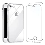 NEW'C Funda para iPhone SE 2022, iPhone 8/7 (4.7") Gel de TPU Suave de Silicona Transparente Alta y 2X Protector de Pantalla para iPhone 7/8/SE 2022 (4.7") Vidrio Templado - Antiarañazos