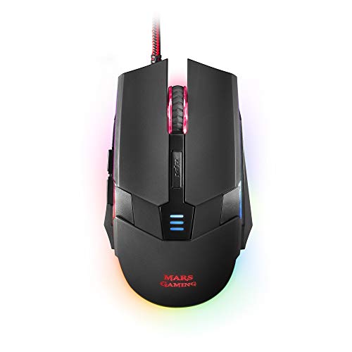 Mars Gaming MM116, Ratón Gaming 3200DPI, RGB Flow, 6 Botones, Ambidiestro, Negro