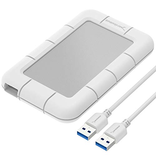 Sabrent Caja de disco duro de aluminio externo a prueba de golpes SATA de Sabrent USB 3.0 a SSD / 2,5 pulgadas [soporte UASP SATA III] blanco / plateado (EC-UM3W)