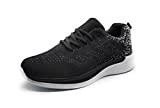 Zapatillas Deportivas Hombre Running Transpirable de Malla con Cordones Zapatillas Deporte para Hombres Fitness Correr Atletismo Caminar Andar Gimnasia Negro Blanco 43
