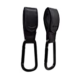 Prolyr Gancho aluminio silla paseo carro bebé estilo piel - 2 pack, Cuelga bolsas, bolsos o mochilas, Ajuste universal e Instalación en segundos, Multiusos, 3 opciones color. (Negro)
