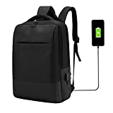 Utapossin Mochila Portátil, Mochila Antirrobo Impermeable, 15.6 Pulgadas Mochila Portatil, Mochila Impermeable, Impermeable Mochila Portatil, con Puerto de Carga USB (15,6", Negro)