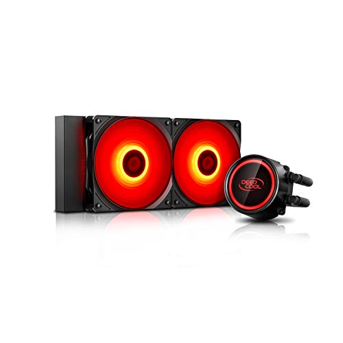 DEEP COOL GAMMAXX L240T, AIO Refrgeración Líquida de CPU, 2 * 120mm Ventiladores de LED Rojo, Controlado por Placa Base, Garantía de 3 Años