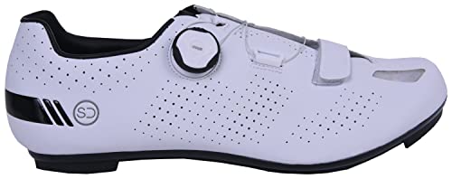 Sundried Zapatillas de Ciclismo de Carretera Zapatillas de Ciclismo Unisex para Hombre y Mujer para Ciclismo de Carretera (39, Blanco)