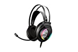 Cascos Gaming KROM KAPPA -NXKROMKAPPA - Auriculares con microfono, Sonido stereo RGB LED rainbow, Altavoces 50mm, Diadema Ajustable, Micro Flexible, USB, Compatible PC, Negro