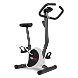 FITFIU Fitness BEST-100 - Bicicleta Estática ultracompacta con disco inercia 5kg, regulable en 8 niveles, pantalla LCD, pedales con correas fijación, peso máx 100 kg, color Gris