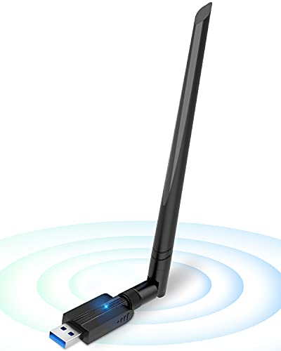 Maxesla WiFi Adaptador-AC 1300Mbps USB WiFi Receptor Dual Band 2.4G/5GHz, WiFi Antena para PC Desktop Laptop Tablet, Soporta Windows XP/7/8/10, Mac OS X (WiFi USB 5dBi)