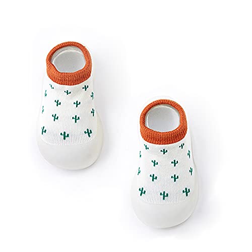 Zapatos de bebé Primeros para Caminar, 6-24 Meses calcetín Zapatos Zapatillas de bebé,Catus Zanahoria Kids Socks Boy Girl Toddler Rubber TPR Soft Sneakers (Green Cactus, Numeric_20)