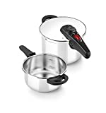 BRA Allure Set dúo de ollas a presión rápida 4+6 litros, acero inoxidable, apta para todo tipo de cocinas, incluido inducción [Amazon Exclusive]