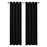 Deconovo Cortinas de Salon para Ventana Habitación con Aislamiento Térmico 2 Piezas 140 x 245 cm Negro