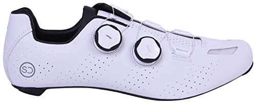 Sundried Zapatillas de Ciclismo de Carretera Profesionales Zapatillas de Ciclismo Unisex para Hombre y Mujer para Ciclismo de Carretera (40, Blanco)