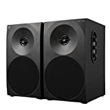 Woxter Dynamic Line 410 – Altavoces estéreo 2.0 Autoamplificados con 150W de potencia, Madera, Woofer de 4 pulgadas, 2 Tweeter, 3.5 mm, RCA, Control volumen, agudos, graves, Bookself Speakers, Negro
