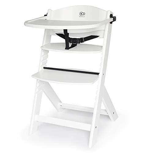 Kinderkraft Trona Bebé de Madera ENOCK, Evolutiva Silla Alta, Ergonómica, Regulable, Blanco completo