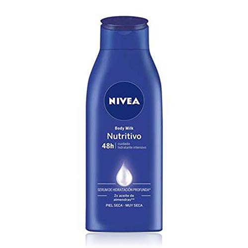 NIVEA Body Milk Nutritivo (1 x 400 ml), leche corporal para una hidratación profunda durante 48 horas, crema hidratante corporal con aceite de almendras