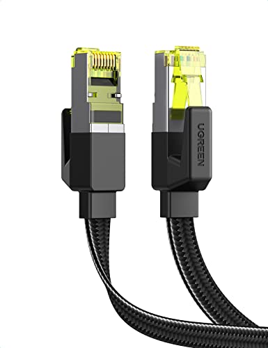 UGREEN Cable Red Cat 7, Cable Ethernet CAT7 Trenzado Plano Cable LAN 10Gbps 600MHz Cable RJ45 Compatible con PS5, Xbox X/S, PC, PS4, TV Box, Router, Servidor NAS, Cat 6, Cat 5, 2 Metros