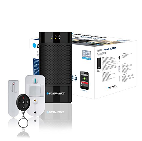 Blaupunkt Q3200 Kit de Alarma inteligente IP sin cuota mensual e inalámbrica. Incluye panel de control, conctacto de puerta DC-S4, sensor de movimiento con cámara incluida IRC-S2 y control remoto RC-R3. Funciones de domótica avanzada. Protocolo ZIGBee. Envía notificaciones al móvil a través de la aplicación y alarmas de seguridad.