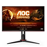AOC 27G2U/BK Monitor Gaming de 27" Full HD e-Sports (IPS, 1ms, AMD FreeSync, 144Hz, Sin Marco, Ajustable en Altura y FlickerFree)