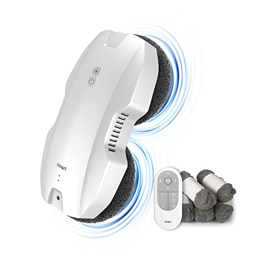 FMART T8 Pro Robot Limpiacristales, 3800Pa Robot Limpieza de Ventanas con Control Remoto, Navegación Inteligente,Detecta los límites de la Ventana,para Vidrio, Piso,baldosas de cerámica,con 12 paños