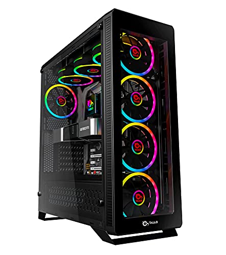 Talius Caja ATX Gaming Leviathan. Frontal y Lateral de Cristal Templado - 2X USB 3.0-2X USB 2.0 - Incluye 4 Ventiladores Spectrum de 12cm. Sin Fuente - Negra