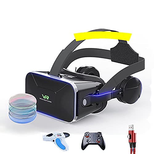 Auriculares VR Gafas Realidad Virtual Auriculares Sonido Estéreo con Auriculares Realidad Virtual con Control Remoto Compatible con Mando Distancia Juegos Películas 4.7-6.5 Pulgadas Teléfono