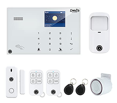 Sistema de Alarma para casa DV-1A3G V3,Modelo 2022, Marcador telefónico 4G, 99 Zonas inalámbricas y 3 Filas, aplicación DadVu