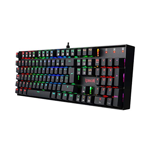Redragon K551RGB MITRA Teclado Mecánico Gaming, RGB, Reforzado, interruptores azules, Distribución Española - Color Negro - PC Windows compatible