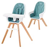 Kinderkraft Trona Bebé TIXI, Silla Alta, Ergonómica, Ajustable, Turquesa