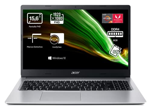 Acer Aspire 3 A315-56 - Ordenador Portátil 15.6” Full HD, Laptop (Intel Core i3-1005G1, 8GB RAM, 512GB SSD, Gráficos UHD Intel Core, Windows 10 Home), PC Portátil Color Negro - Teclado QWERTY Español