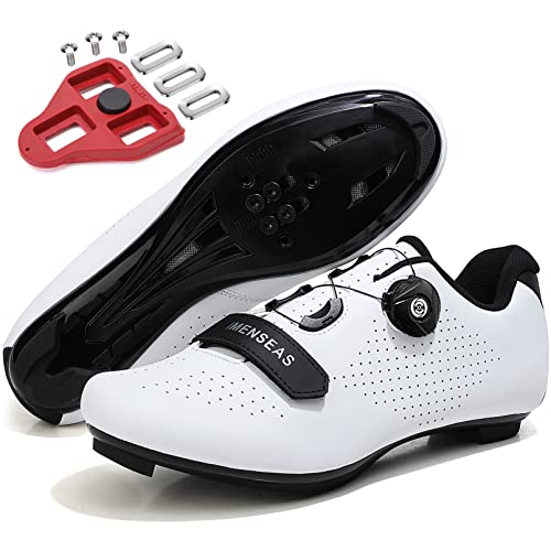 Zapatillas de Bicicleta de Montaña Antideslizantes para Hombre Mujer Zapatillas de Ciclismo MTB Transpirables Exterior Carretera (Blanco,43 EU)