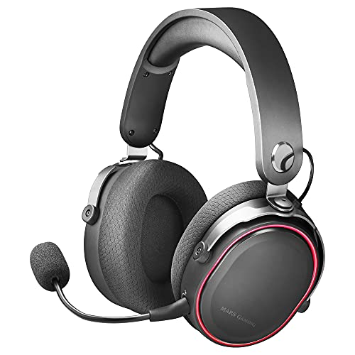 MARSGAMING MHW, Auriculares Inalámbricos + Micrófono Extraíble, Sonido Espacial 7.1, Negro