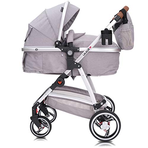 Lalalux Carrito de Bebé Universal y Ligero – Set Completo – Silla de Paseo Multifuncional Hasta 3 Años – Carro Plegable, Deportivo y Doble Suspensión – Con Bolso de Carrito de Bebé, Impermeable y Más