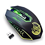 UHURU Ratón Gaming Inalámbrico, Ratón Inalámbrico para Juegos con 10000 DPI, 6 Botones Programables, 7 Luces LED, Software de Juegos y Diseño Ergonómico para PC y Laptop