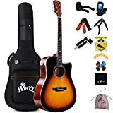 Winzz 4/4 Guitarra Electroacústica para Adultos, Guitarra Principiante Folk con Accesorios Completos（41 Pulgadas, Sunburst Brillante）