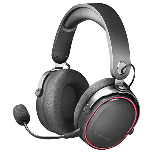 MARSGAMING MHW, Auriculares Inalámbricos + Micrófono Extraíble, Sonido Espacial 7.1, Negro