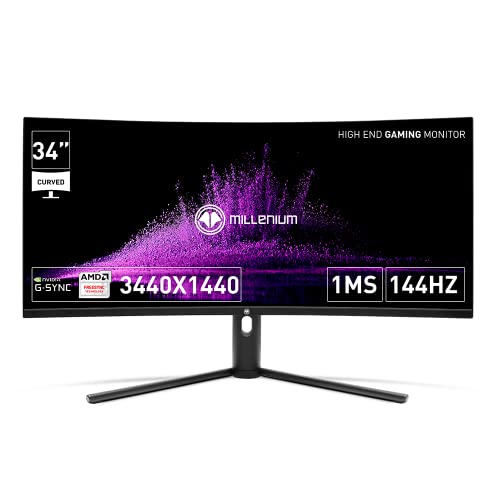 Millenium MD34PRO 2 - Monitor Curvo Gaming de 34" QHD (3440x1440, 144 Hz, 1ms, VA, QLED, 350cd/m2, HDR400, 21:9, 2X HDMI, 2X Display Port) Negro