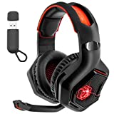 EMPIRE GAMING - WarCry P-W1 Cascos Auriculares Gaming Inalámbrico con Micrófono - PC/PS4/PS5/Xbox/Nintendo Switch/Mac2,4 GHz Wireless - Sonido Estéreo Surround -LED Roja