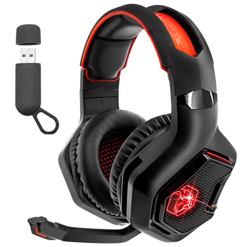 EMPIRE GAMING - WarCry P-W1 Cascos Auriculares Gaming Inalámbrico con Micrófono - PC/PS4/PS5/Xbox/Nintendo Switch/Mac2,4 GHz Wireless - Sonido Estéreo Surround -LED Roja