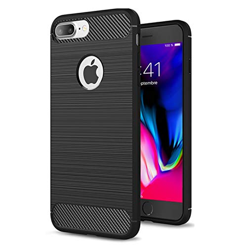NEW'C Funda para iPhone 7 Plus y iPhone 8 Plus, Funda Protectora con absorción de Impactos y Fibra de Carbono [Silicone Gel Flex]