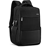 HOMIEE 15.6 Pulgadas Mochila Unisex Impermeable para Ordenador Portátil, Mochila Hombre, Mochilas para Portátiles, Mochila de Trabajo, con Puerto USB, para los Estudios -Negro