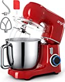 Batidora Amasadora 1300W 5L, 10+1 Velocidades Mini angel Amasadora Repostería Profesional Para Pan y Pizza, 4 Accesorios Incluidos, Apta para Lavavajillas (Rojo)