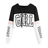 Sudaderas Adolescentes Chicas, Fossen Sudaderas Mujer Tumblr con Capucha - Emoticon Estampado Blusa Tops Camiseta de Manga Larga (Girl - Blanco, S)