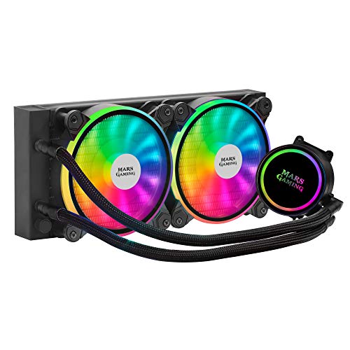 Mars Gaming ML240, Refrigeración Líquida, TDP 400W, 2x Ventilador Dual ARGB, Negro