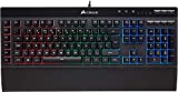 Corsair K55 RGB Teclado para Juegos con Teclas de Membrana, Retroiluminación RGB Dinámica, 6 Teclas Macro con Integración el Software Elgato, Resistencia al Polvo y los Derrames, QWERTY, Negro
