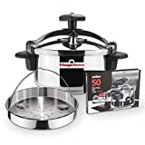 MAGEFESA STAR Olla a presión rápida. Pack exclusivo Olla+Cestillo+Libro de recetas. Fácil uso, acero inoxidable 18/10, apta para todo tipo de cocinas, incluido inducción, 3 sistemas de seguridad. (4L)
