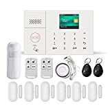 PGST Alarmas para casa Wifi GSM Inalámbrico Control Remoto por Call/SMS - Kit Alarma Antirrobo Casa DIY con Sensor Puerta/Detector Movimiento PIR/Tienda, compatible con Alexa Google Home